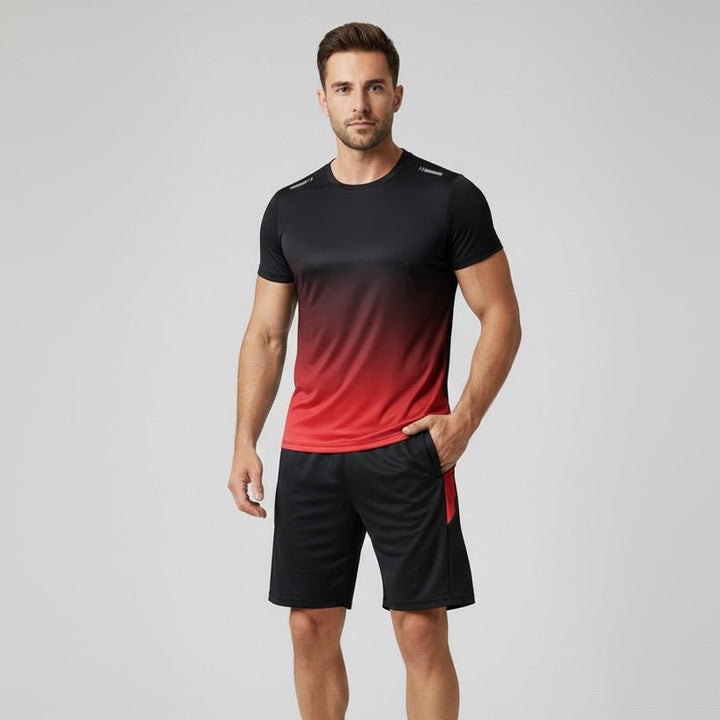 Herren Atmungsaktives Schnelltrocknendes Sportset T-Shirt Shorts