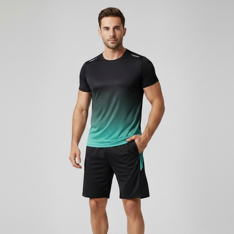 Herren Atmungsaktives Schnelltrocknendes Sportset T-Shirt Shorts