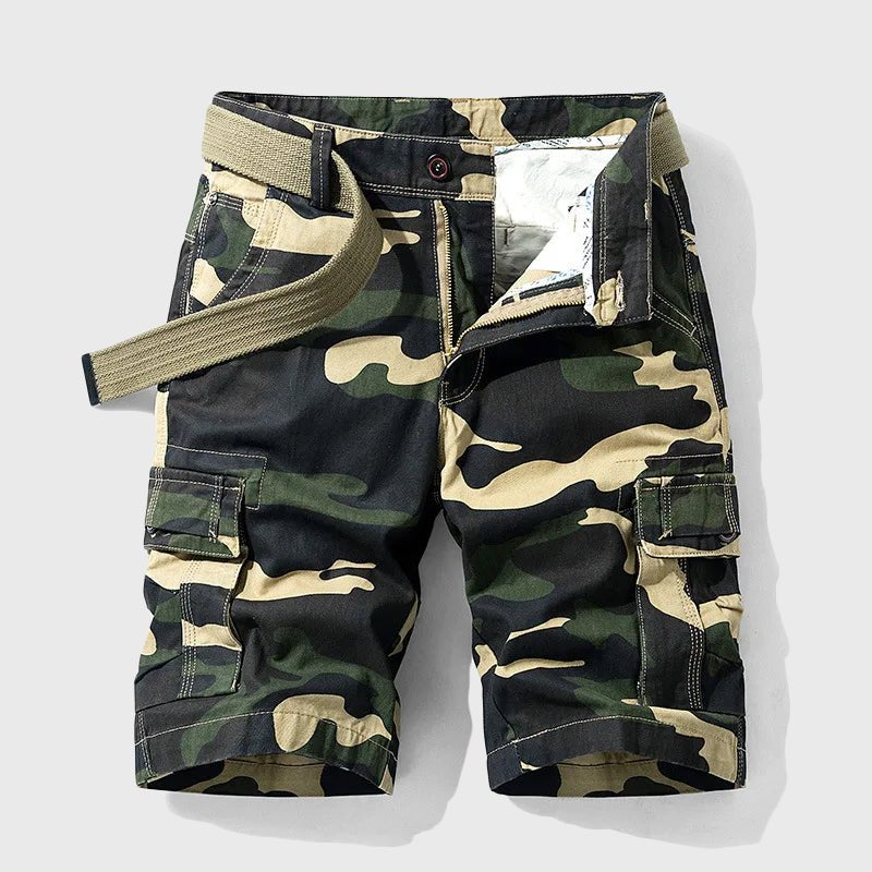 Herren Camouflage Cargo Shorts mit Gürtel - Green