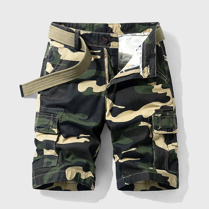 Herren Camouflage Cargo Shorts mit Gürtel - Green
