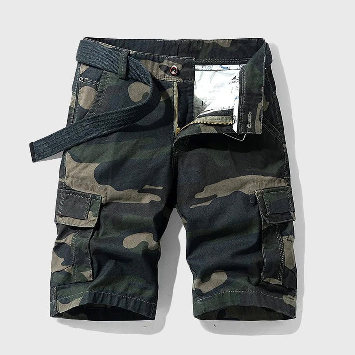 Herren Camouflage Cargo Shorts mit Gürtel - Black