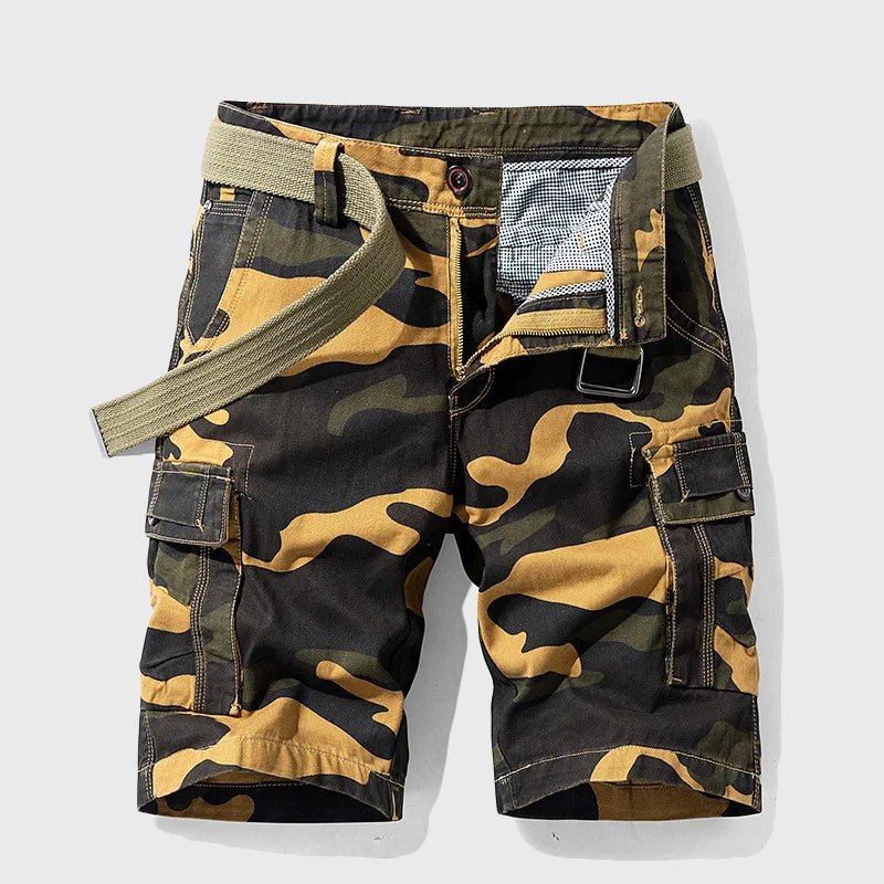 Herren Camouflage Cargo Shorts mit Gürtel - Yellow