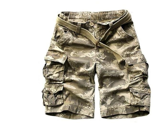 Herren Camouflage Relaxed-Fit Cargo Shorts - Khaki Camo
