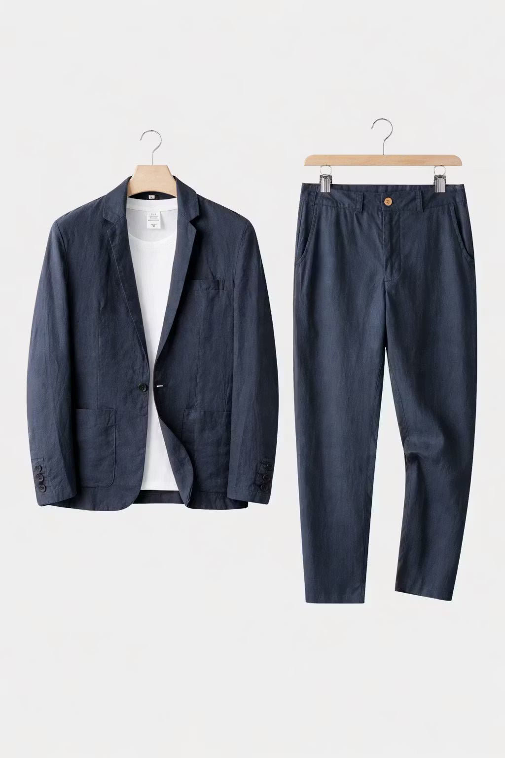Herren Entspanntes Leinen Anzug Set Zweiteiler - Blue
