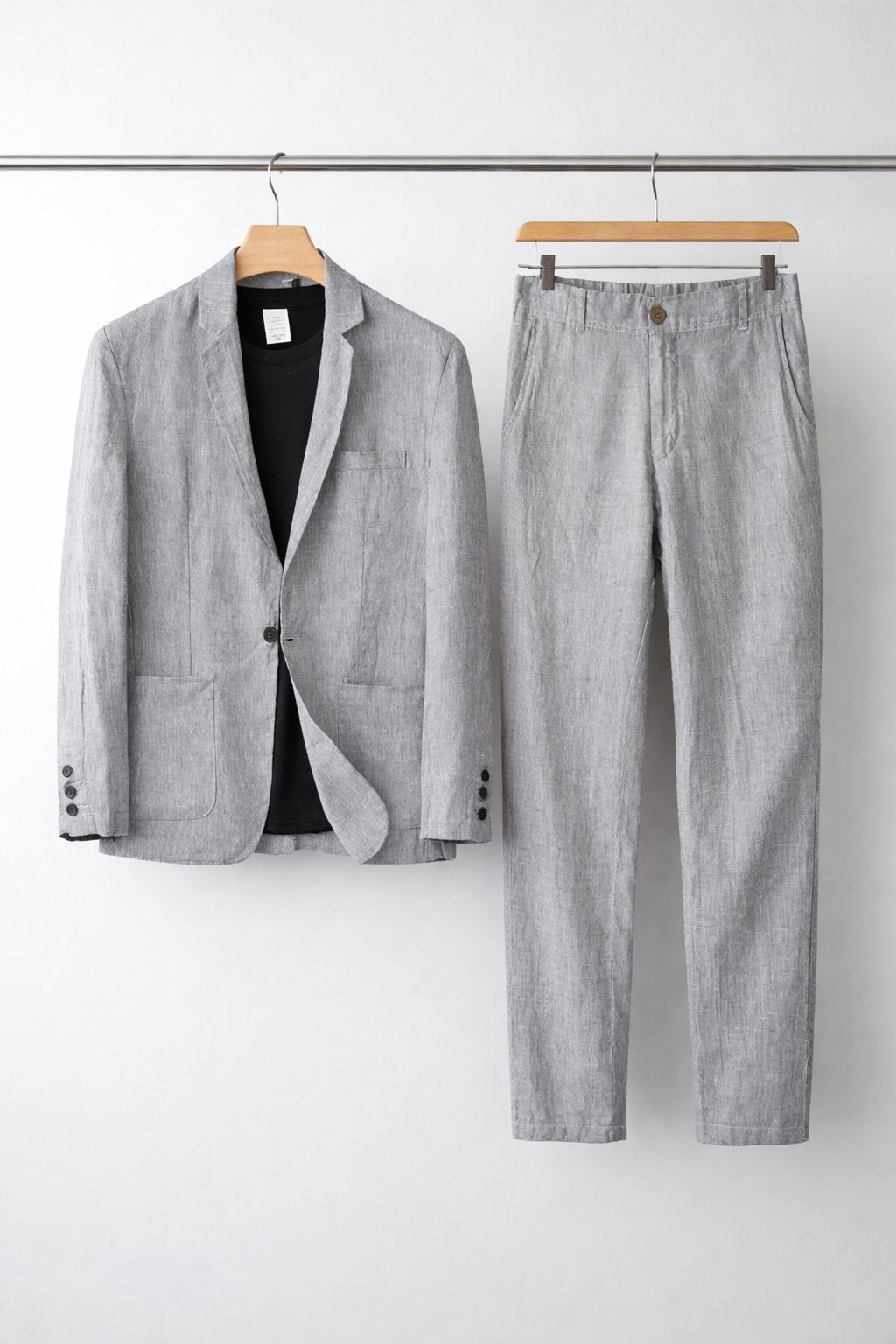 Herren Entspanntes Leinen Anzug Set Zweiteiler - Gray