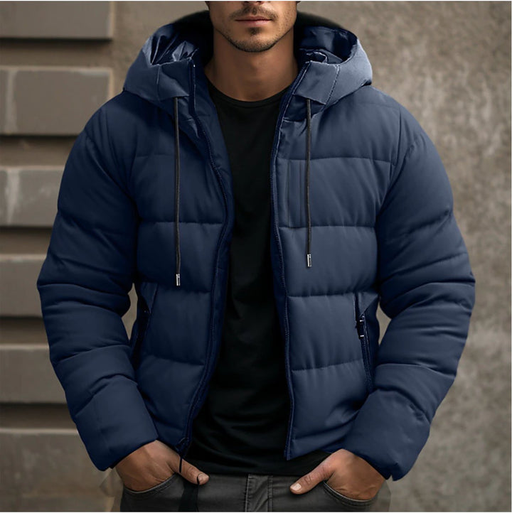 Herren Gesteppte Winterjacke mit Kapuze Warm Gefüttert - Blau