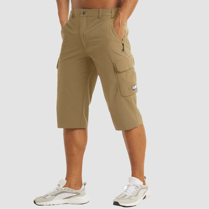 Herren Knielange Cargo Shorts mit Beintaschen - Khaki