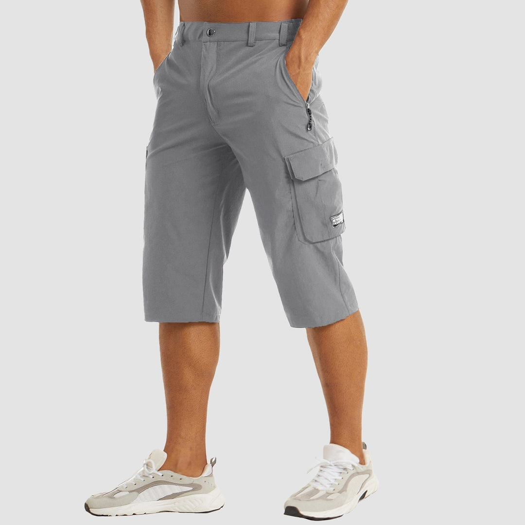 Herren Knielange Cargo Shorts mit Beintaschen - Light Gray