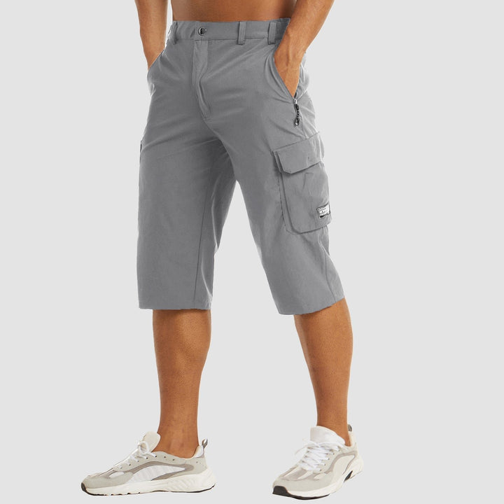 Herren Knielange Cargo Shorts mit Beintaschen - Light Gray