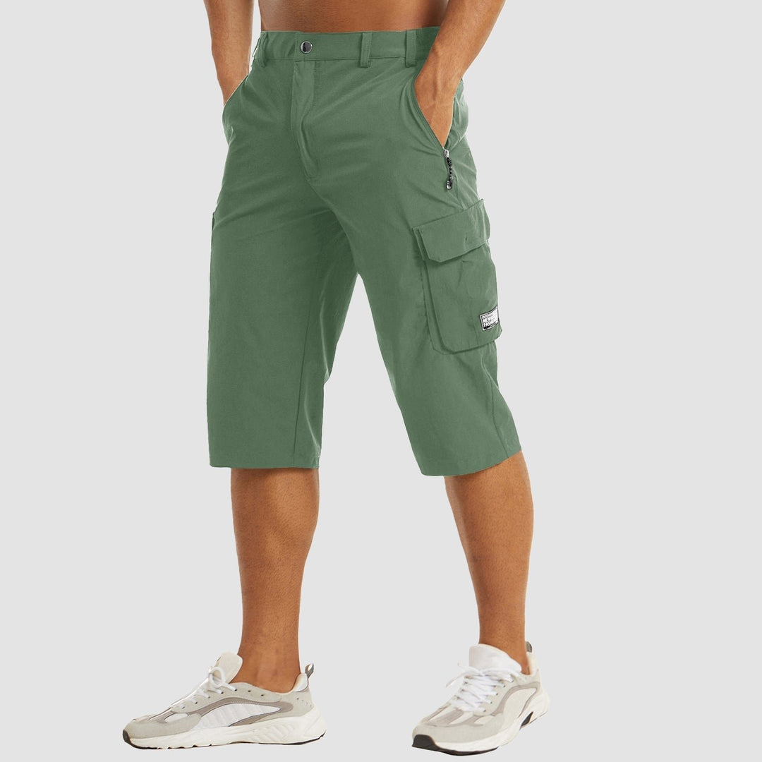 Herren Knielange Cargo Shorts mit Beintaschen - Green
