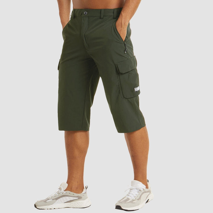 Herren Knielange Cargo Shorts mit Beintaschen - Dark Green