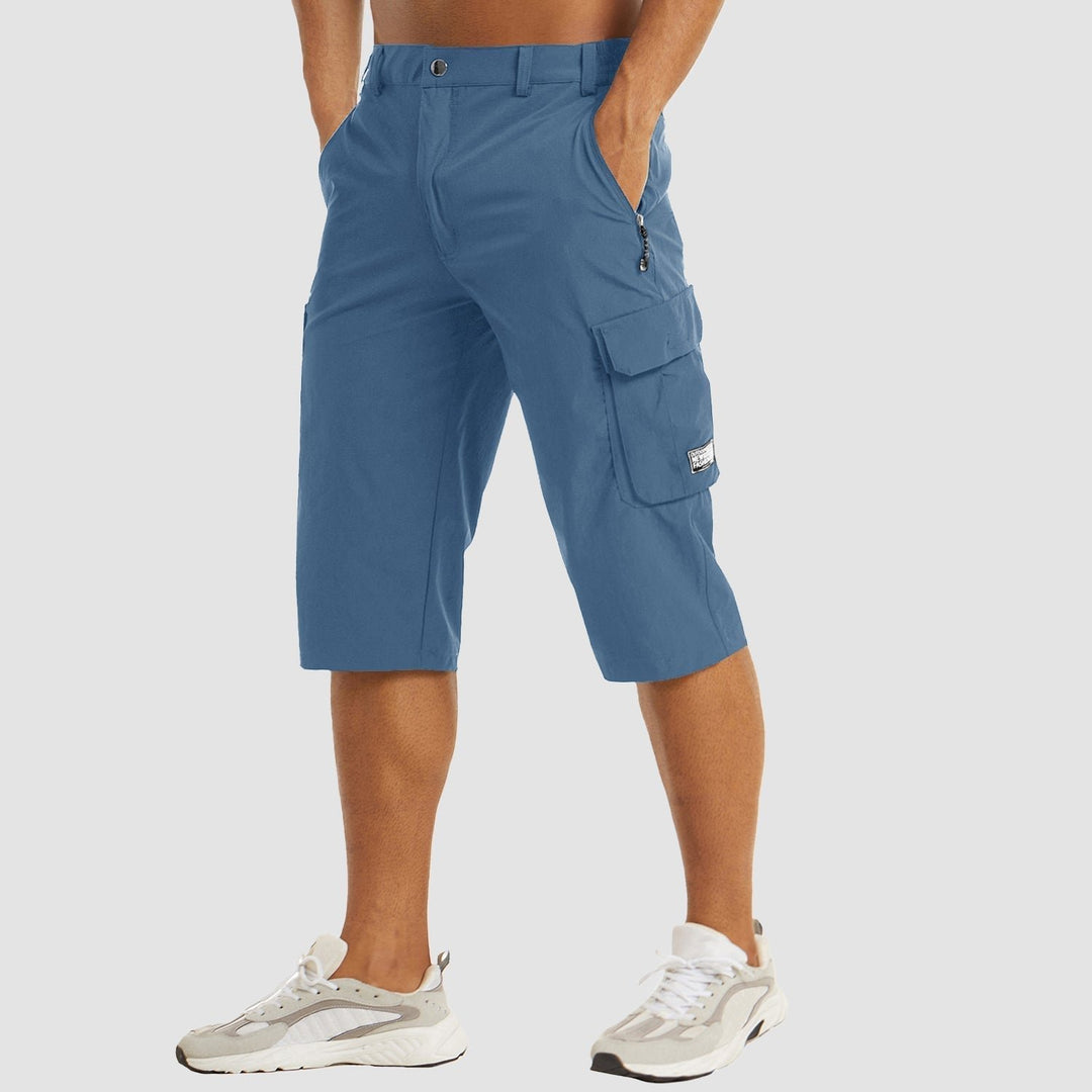 Herren Knielange Cargo Shorts mit Beintaschen - Light Blue