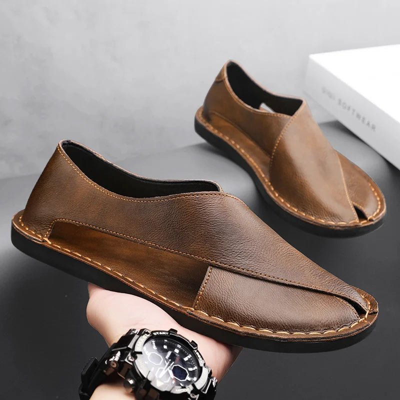 Herren Leder-Sandalen Crossover-Design Italienisches Kalbsleder