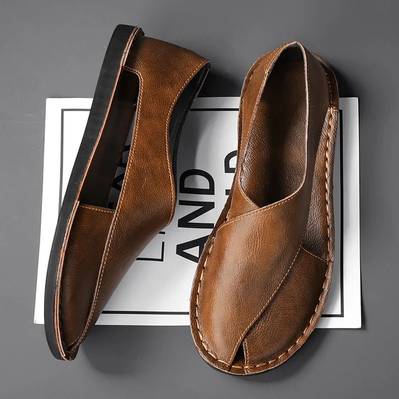 Herren Leder-Sandalen Crossover-Design Italienisches Kalbsleder