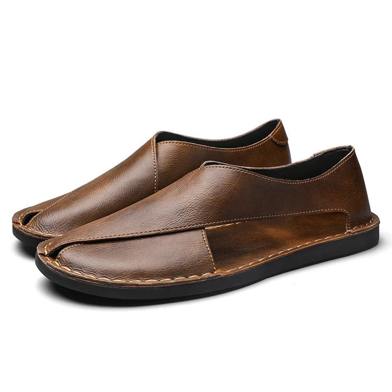 Herren Leder-Sandalen Crossover-Design Italienisches Kalbsleder