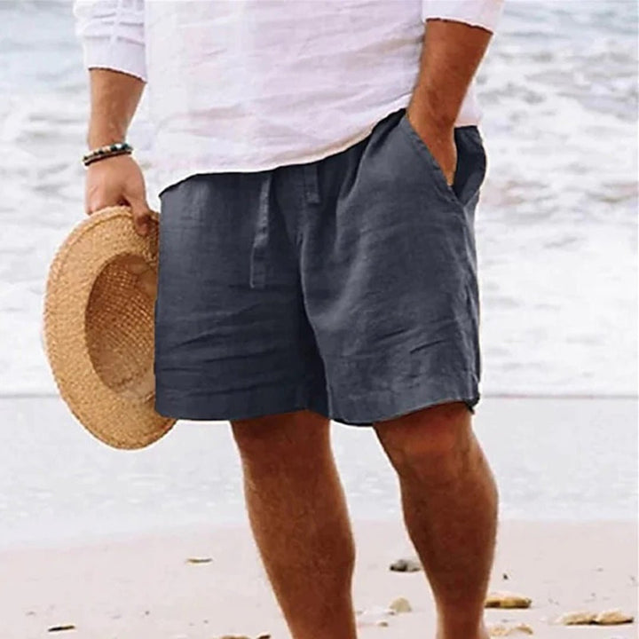 Herren Leinen Bermuda-Shorts mit Kordelzug - Dark Grey