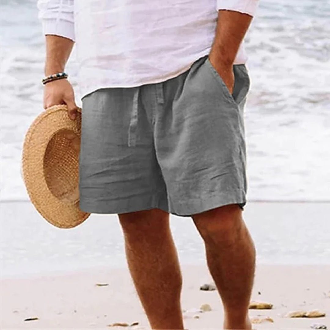 Herren Leinen Bermuda-Shorts mit Kordelzug - Light Grey