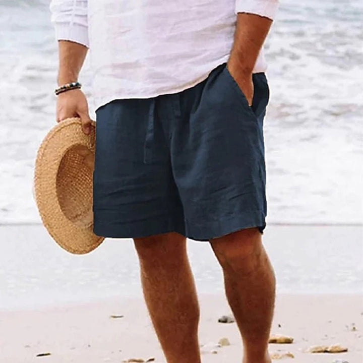 Herren Leinen Bermuda-Shorts mit Kordelzug - Navy Blue