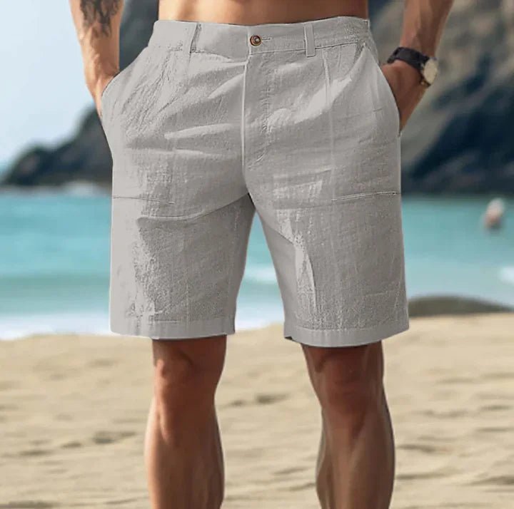 Herren Leinen Bermuda Sommer Shorts - Gray
