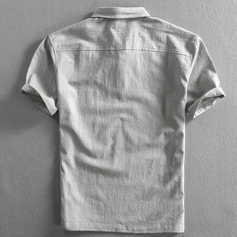 Herren Leinen Kurzarm Poloshirt