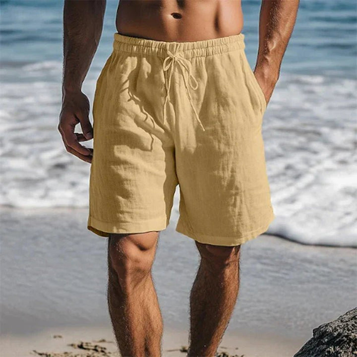 Herren Leinen Quick-Dry Sommer Badeshorts - Khaki
