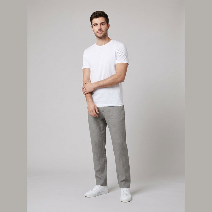 Herren Leinen Relaxed-Fit Kordelzug Hose - Gray