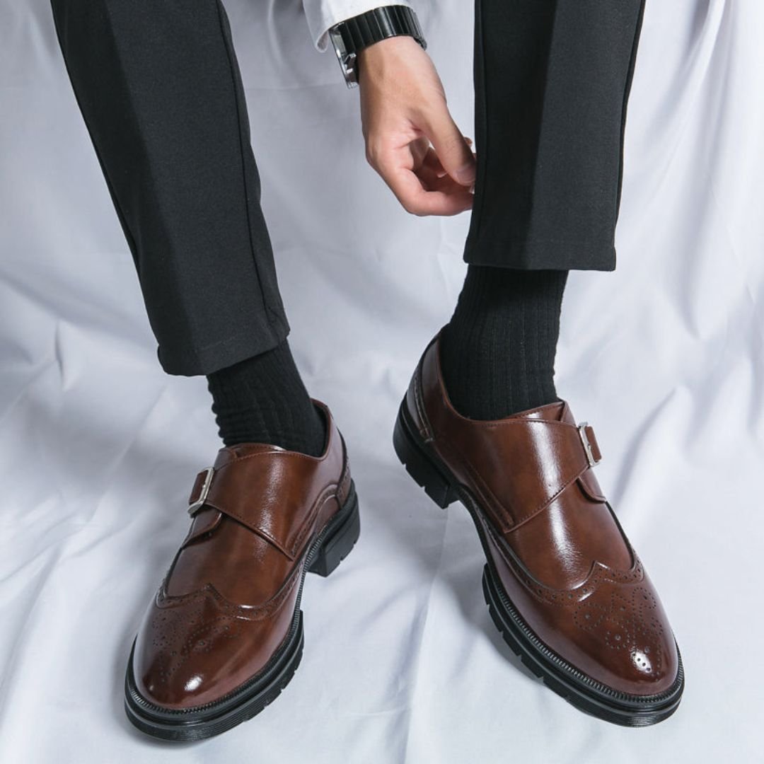 Herren Monk Strap Brogues Wingtip Business Schuhe