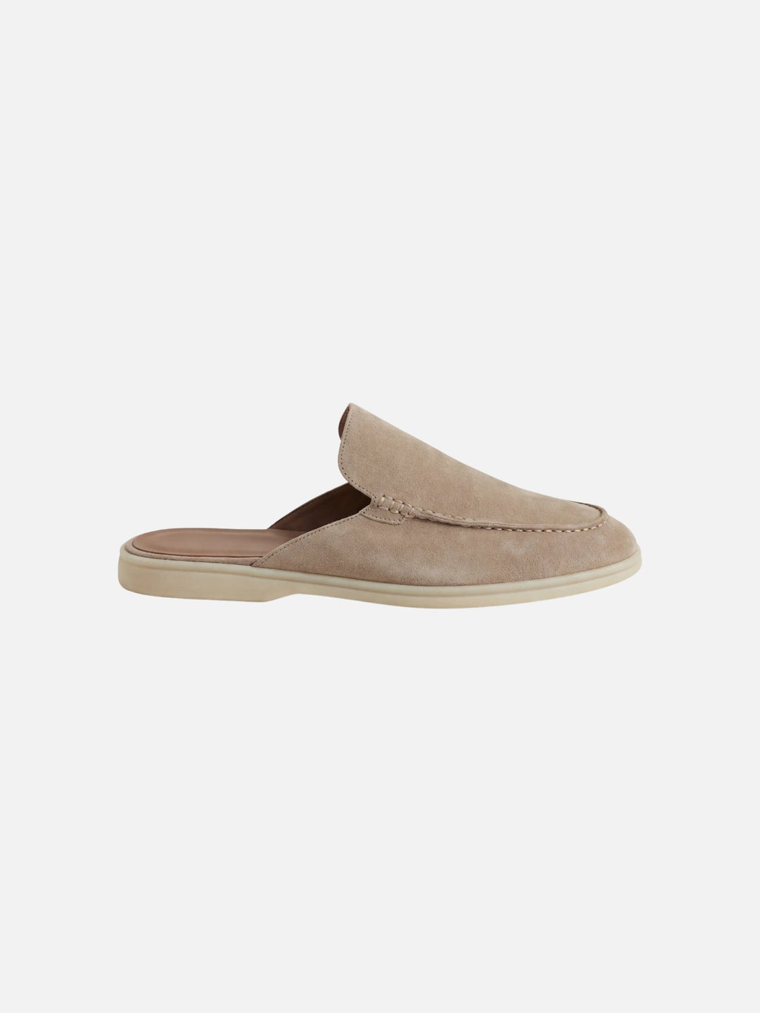 Herren Mules Slipper Offene Ferse Sichtbare Nähte Beige - Light Grey