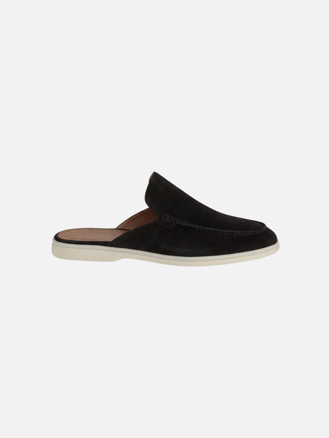 Herren Mules Slipper Offene Ferse Sichtbare Nähte Beige - Black