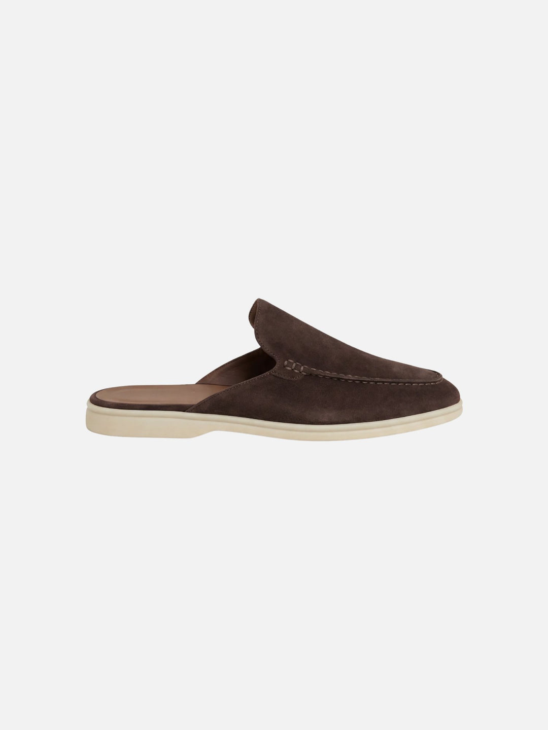 Herren Mules Slipper Offene Ferse Sichtbare Nähte Beige - Brown