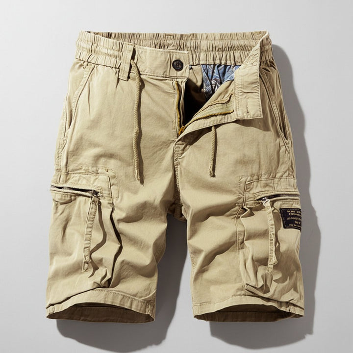 Herren Multi-Pocket Combat Cargo Shorts Elastikbund - Khaki
