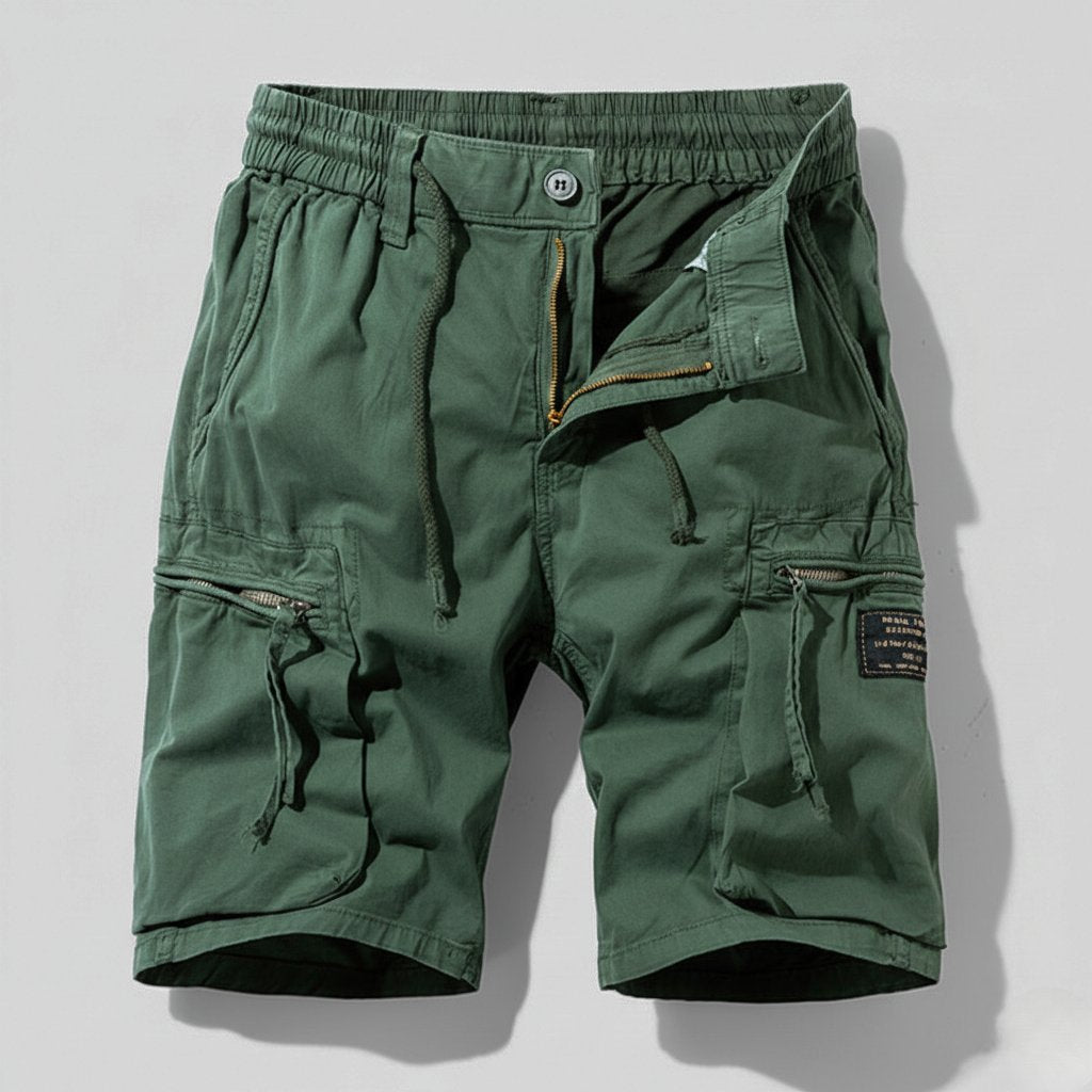 Herren Multi-Pocket Combat Cargo Shorts Elastikbund - Army Green