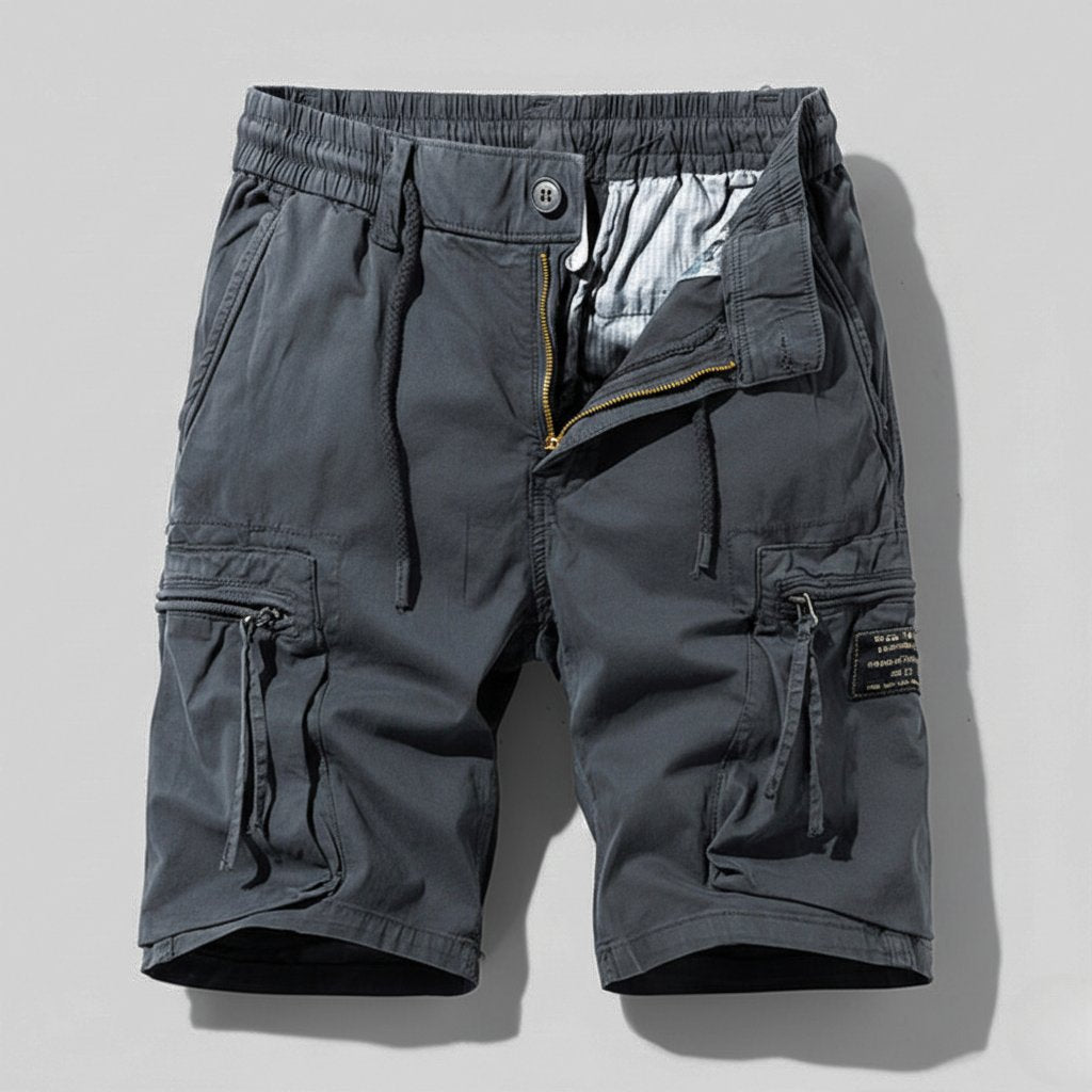 Herren Multi-Pocket Combat Cargo Shorts Elastikbund - Gray
