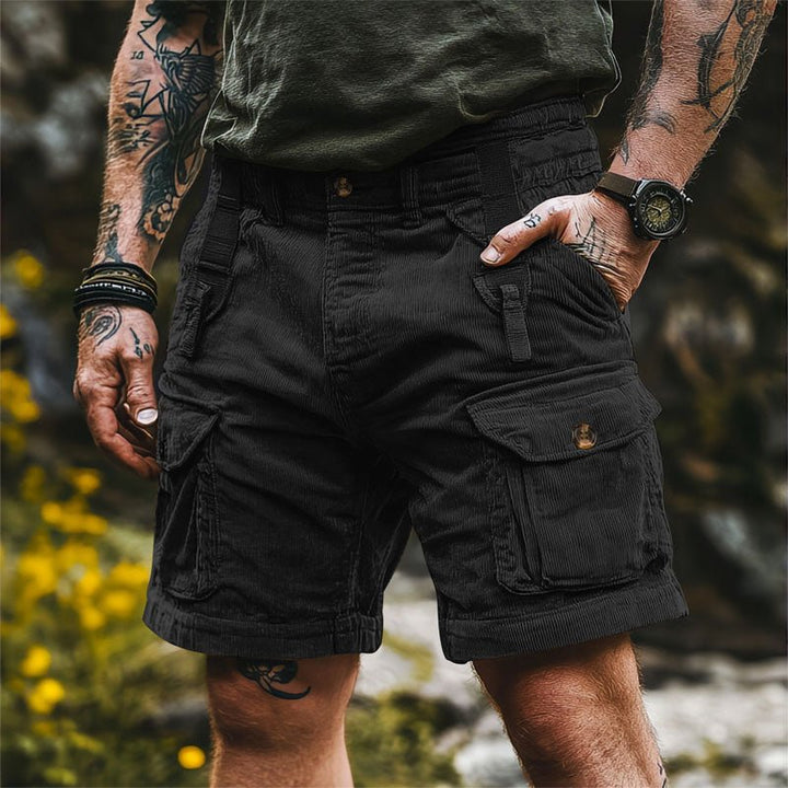 Herren Outdoor Cord Cargo Shorts Regular Fit - Black