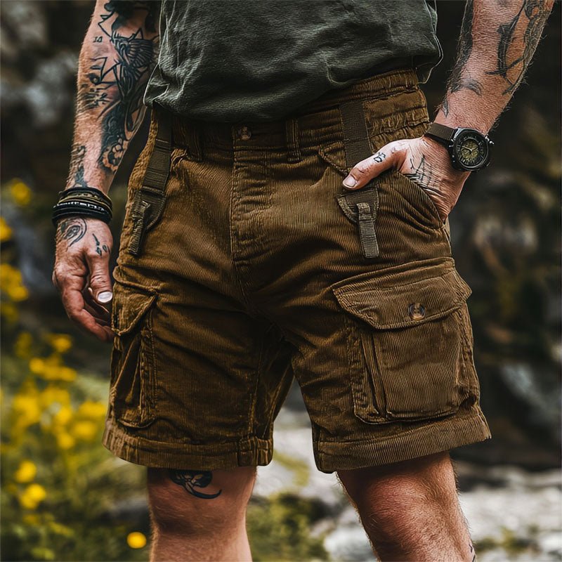 Herren Outdoor Cord Cargo Shorts Regular Fit - Brown