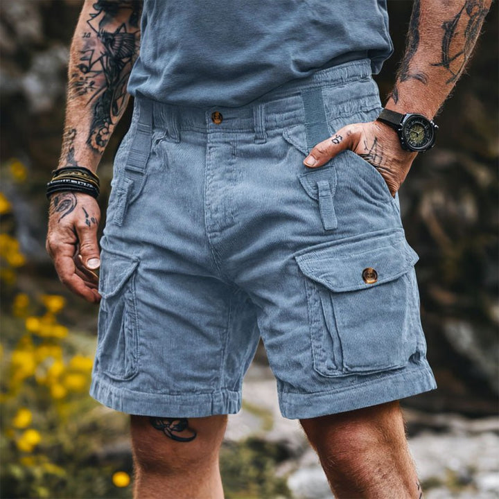 Herren Outdoor Cord Cargo Shorts Regular Fit - Blue