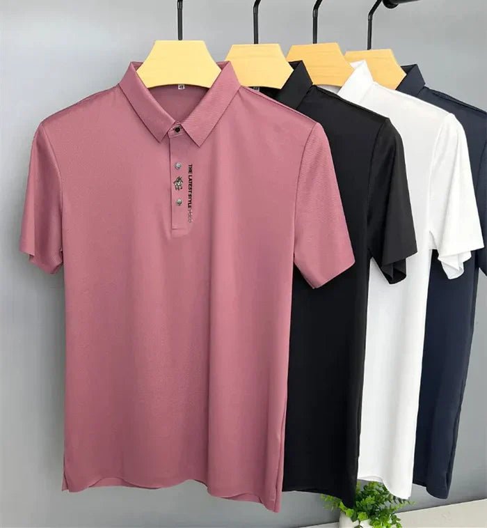 Herren Polo Shirt Knitterfrei Atmungsaktiv Stretch