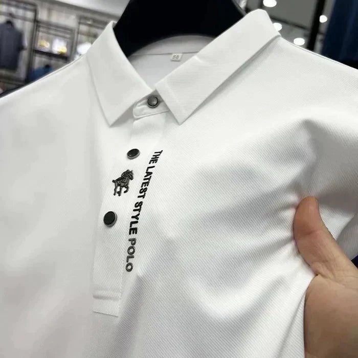 Herren Polo Shirt Knitterfrei Atmungsaktiv Stretch - White