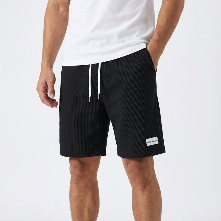 Herren Relaxed-Fit Cord-Shorts Kordelzug Bermuda - Negro