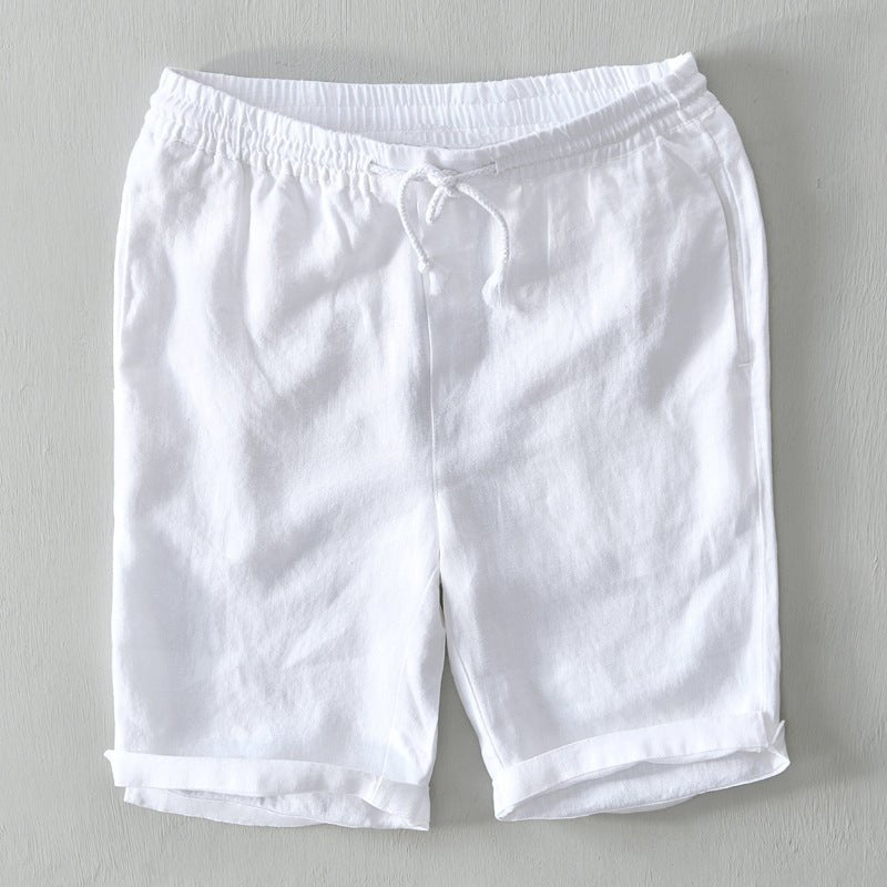 Herren Relaxed-Fit Leinen Shorts mit Kordelzug - White