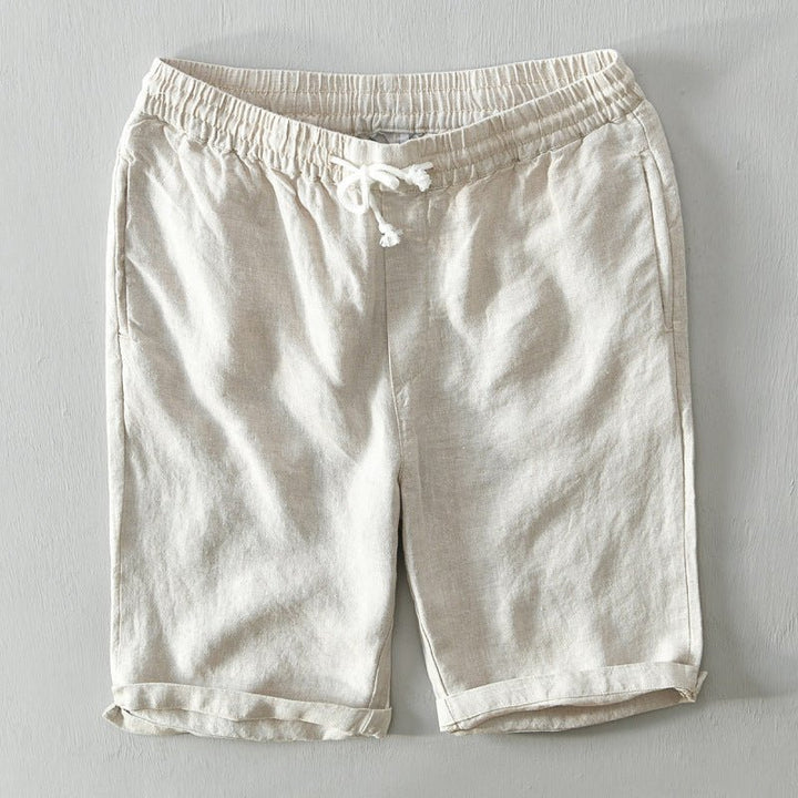 Herren Relaxed-Fit Leinen Shorts mit Kordelzug - Beige