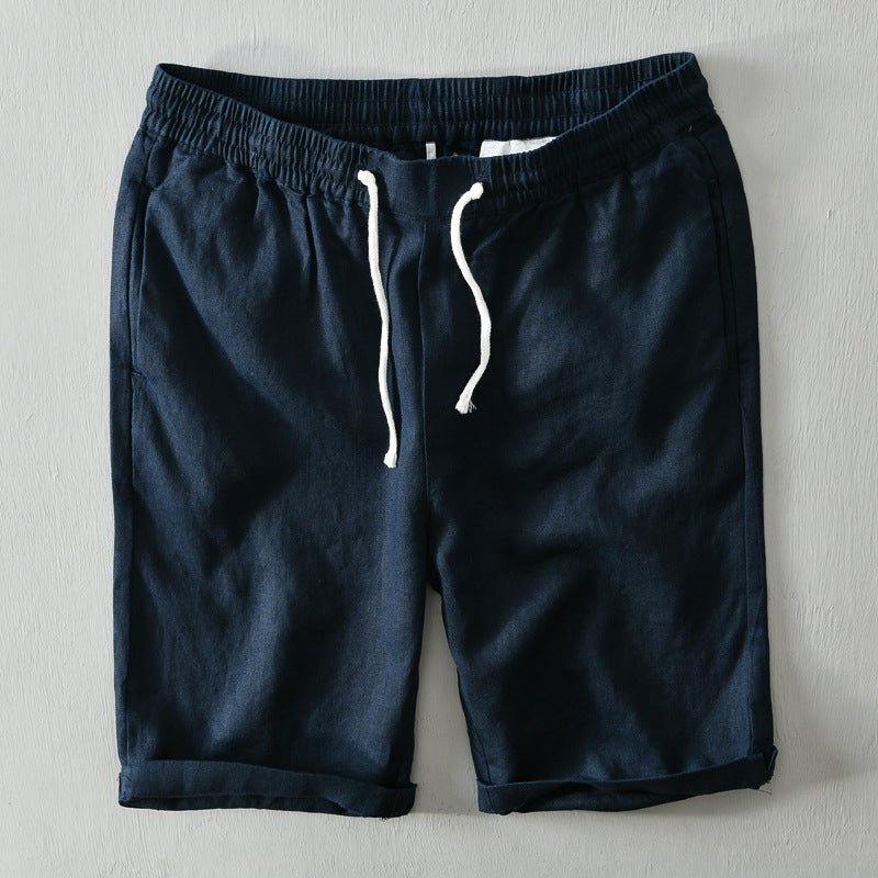 Herren Relaxed-Fit Leinen Shorts mit Kordelzug - Blue