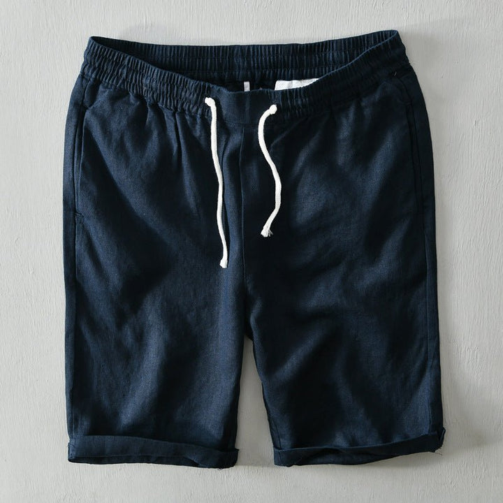 Herren Relaxed-Fit Leinen Shorts mit Kordelzug - Blue