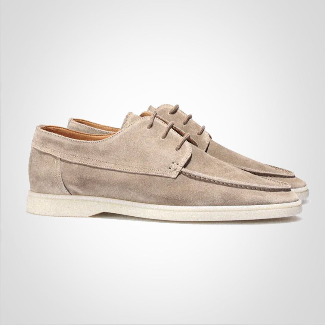 Herren Schnürer Wildleder-Loafer Bootsschuh-Derby Flachsohle - Beige