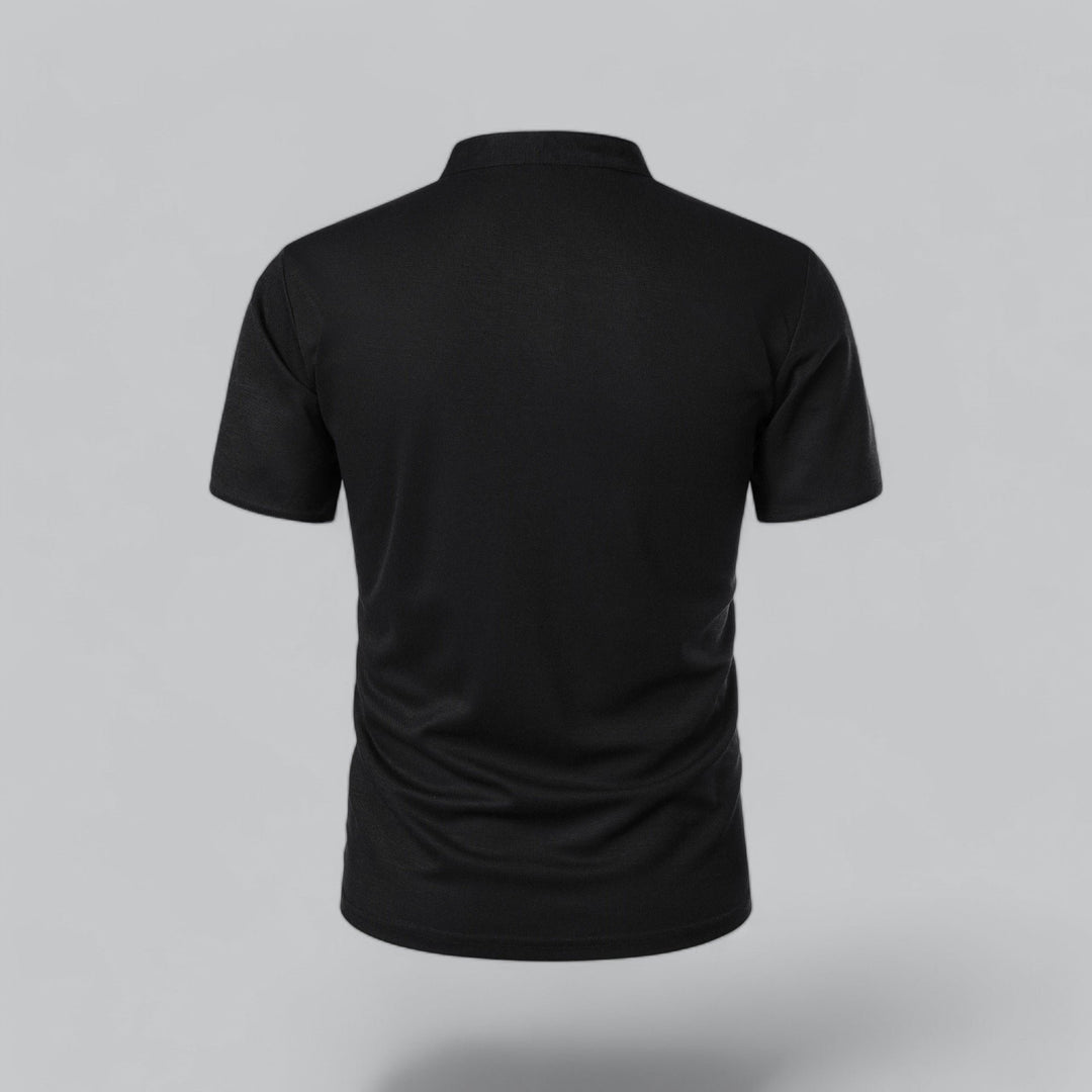 Herren Stehkragen Baumwoll Kurzarm Polo-Shirt