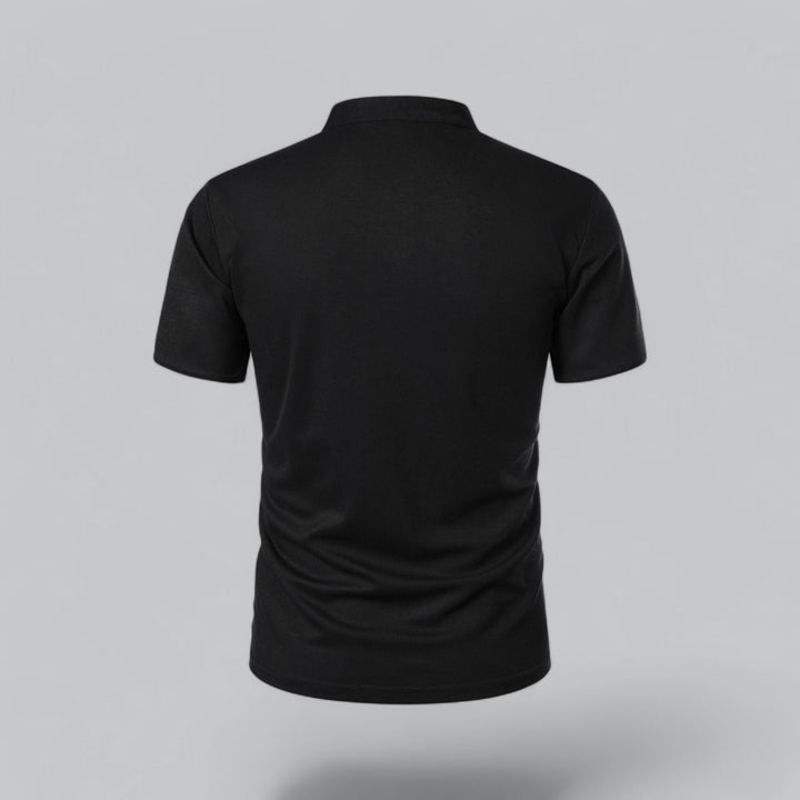 Herren Stehkragen Baumwoll Kurzarm Polo-Shirt