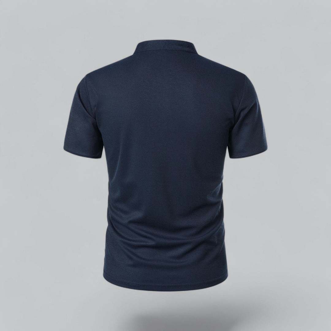 Herren Stehkragen Baumwoll Kurzarm Polo-Shirt