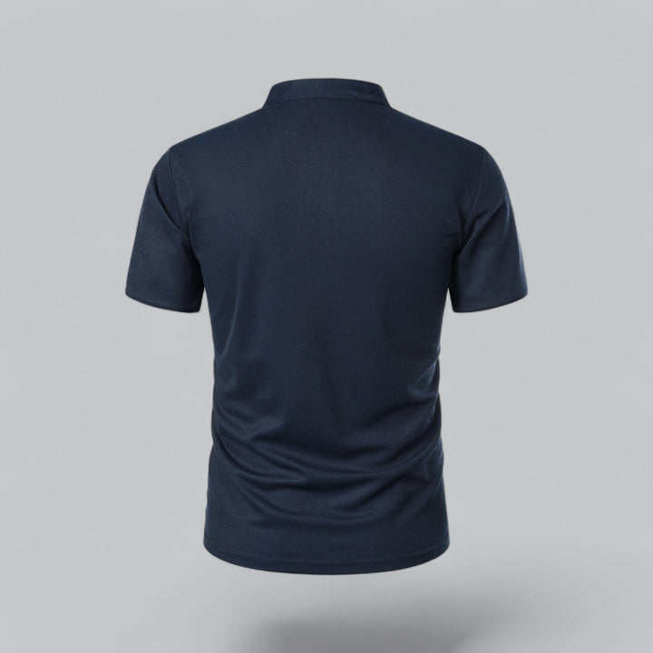 Herren Stehkragen Baumwoll Kurzarm Polo-Shirt