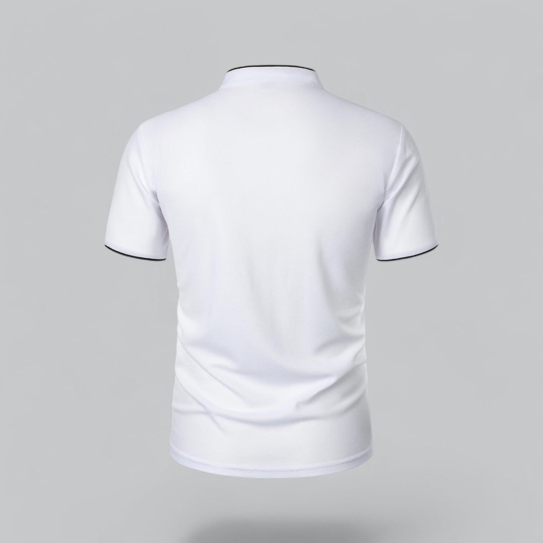 Herren Stehkragen Baumwoll Kurzarm Polo-Shirt