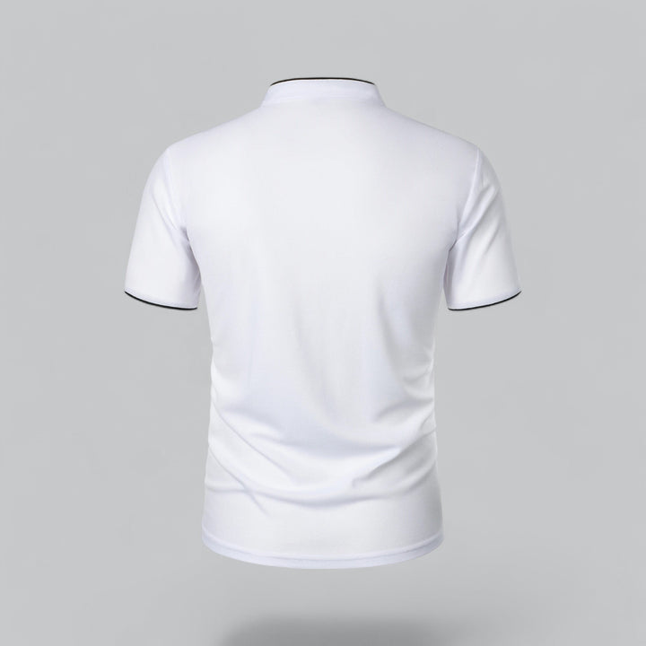 Herren Stehkragen Baumwoll Kurzarm Polo-Shirt